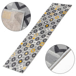 Stair Runner Hard Wearing Kitchen Mat - Texas Geometric Gold, Grey & White - Bargainia.com - 