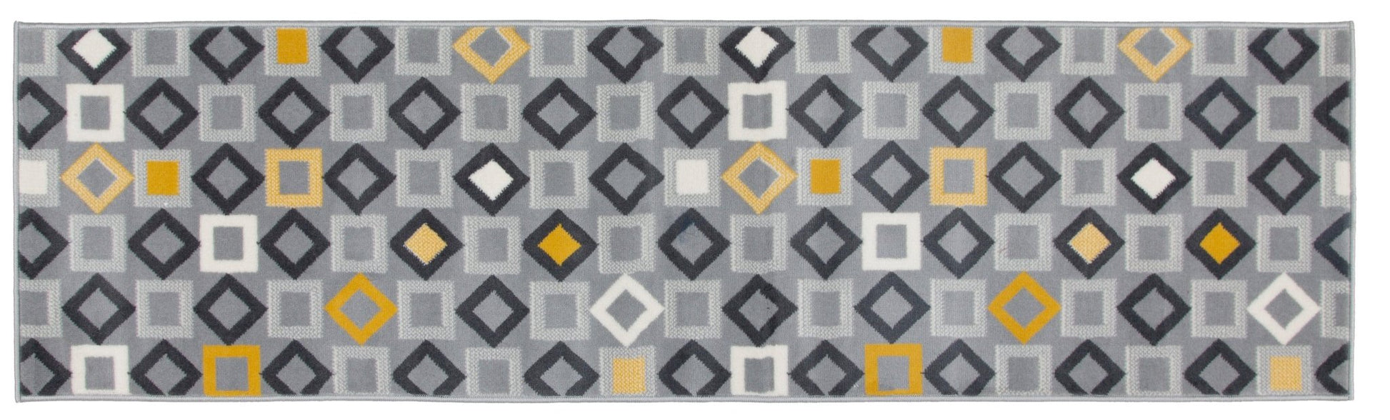 Stair Runner Hard Wearing Kitchen Mat - Texas Geometric Gold, Grey & White Stair Runner Rug Masters