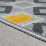 Stair Runner Hard Wearing Kitchen Mat - Texas Geometric Gold, Grey & White - Bargainia.com - 