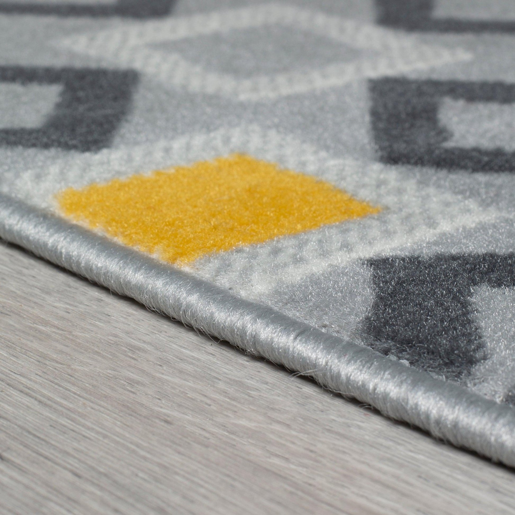 Stair Runner Hard Wearing Kitchen Mat - Texas Geometric Gold, Grey & White Stair Runner Rug Masters