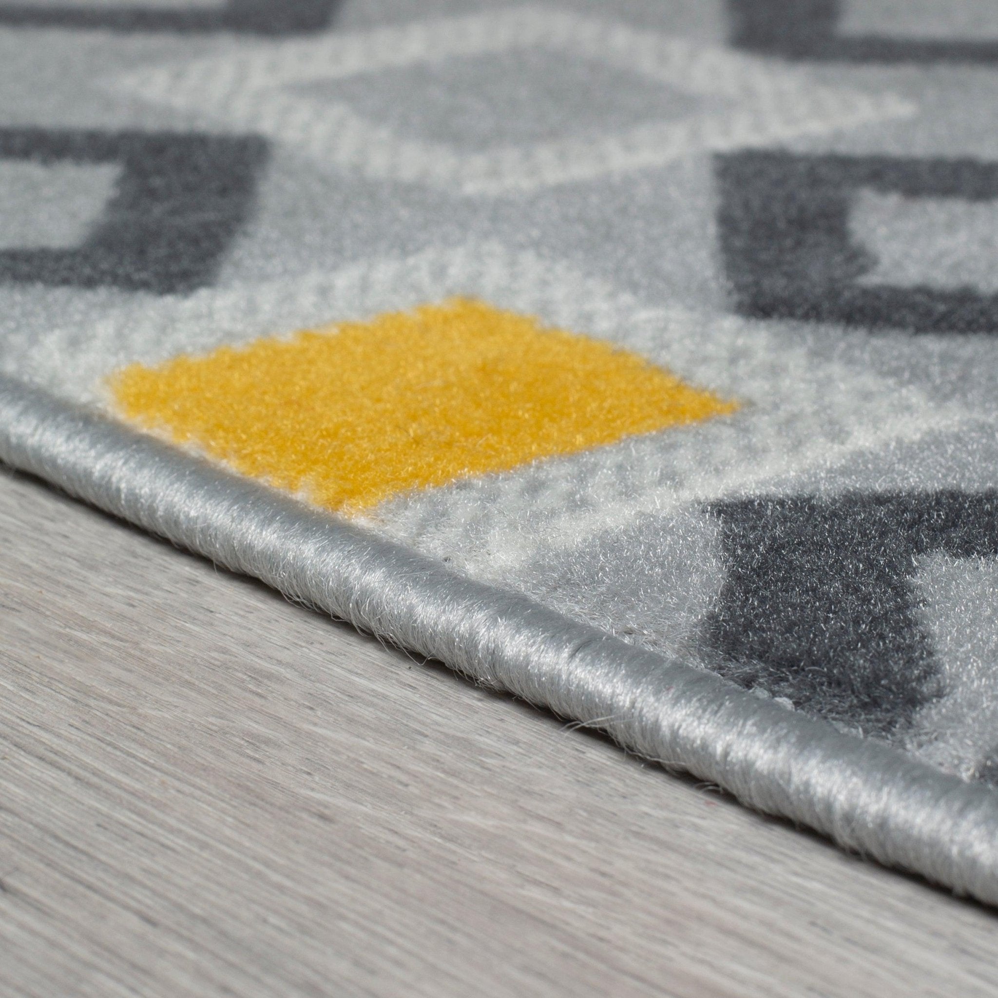 Stair Runner Hard Wearing Kitchen Mat - Texas Geometric Gold, Grey & White Stair Runner Rug Masters