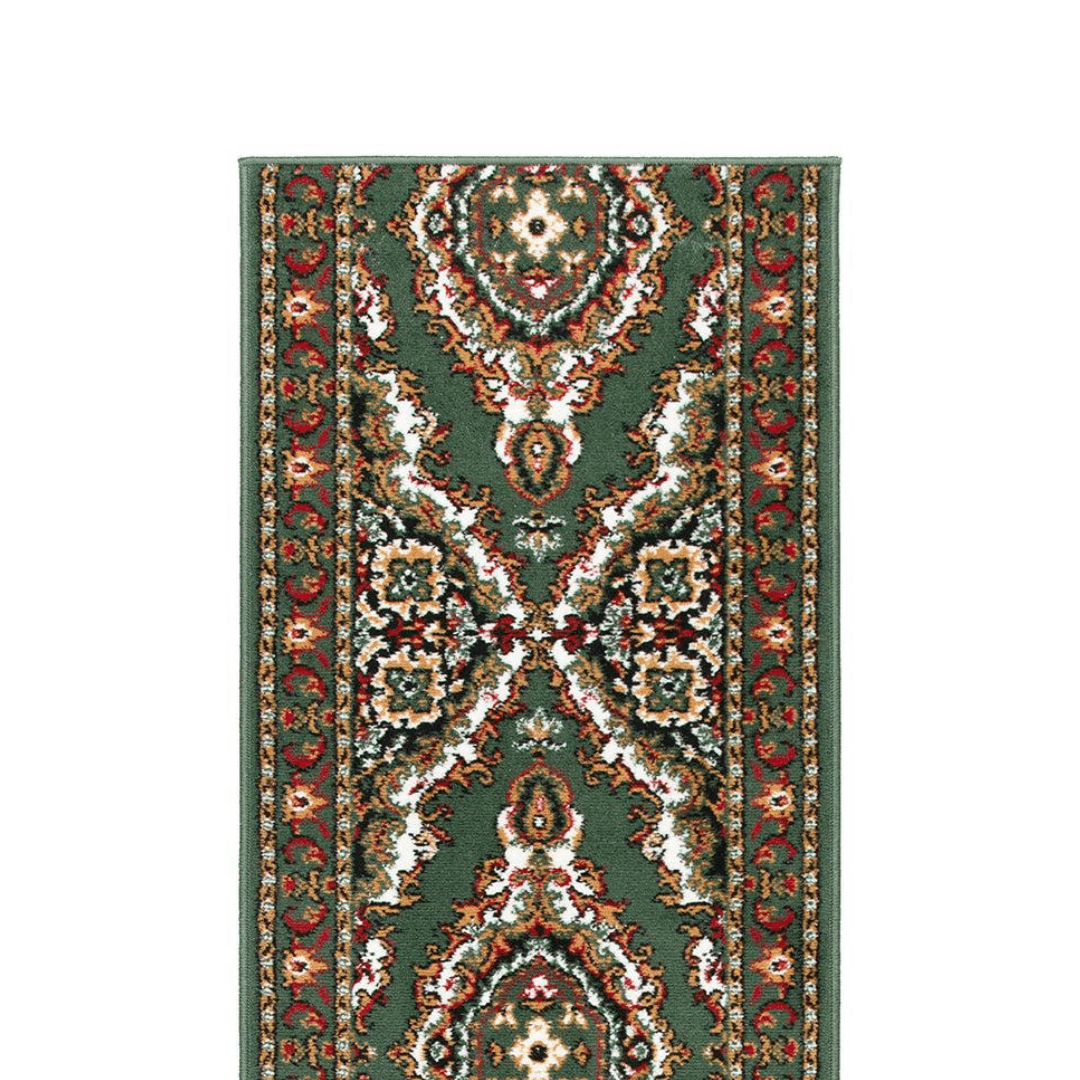Stair Runner Hard Wearing Kitchen Mat - Texas Green Traditional Medallion - Bargainia.com - 
