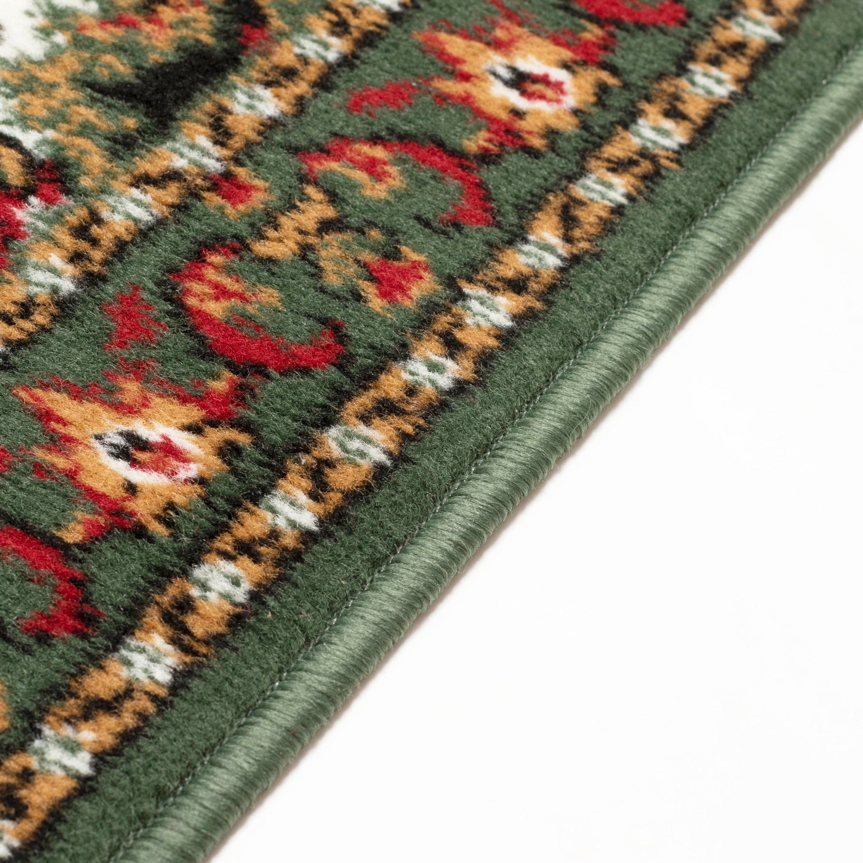 Stair Runner Hard Wearing Kitchen Mat - Texas Green Traditional Medallion - Bargainia.com - 