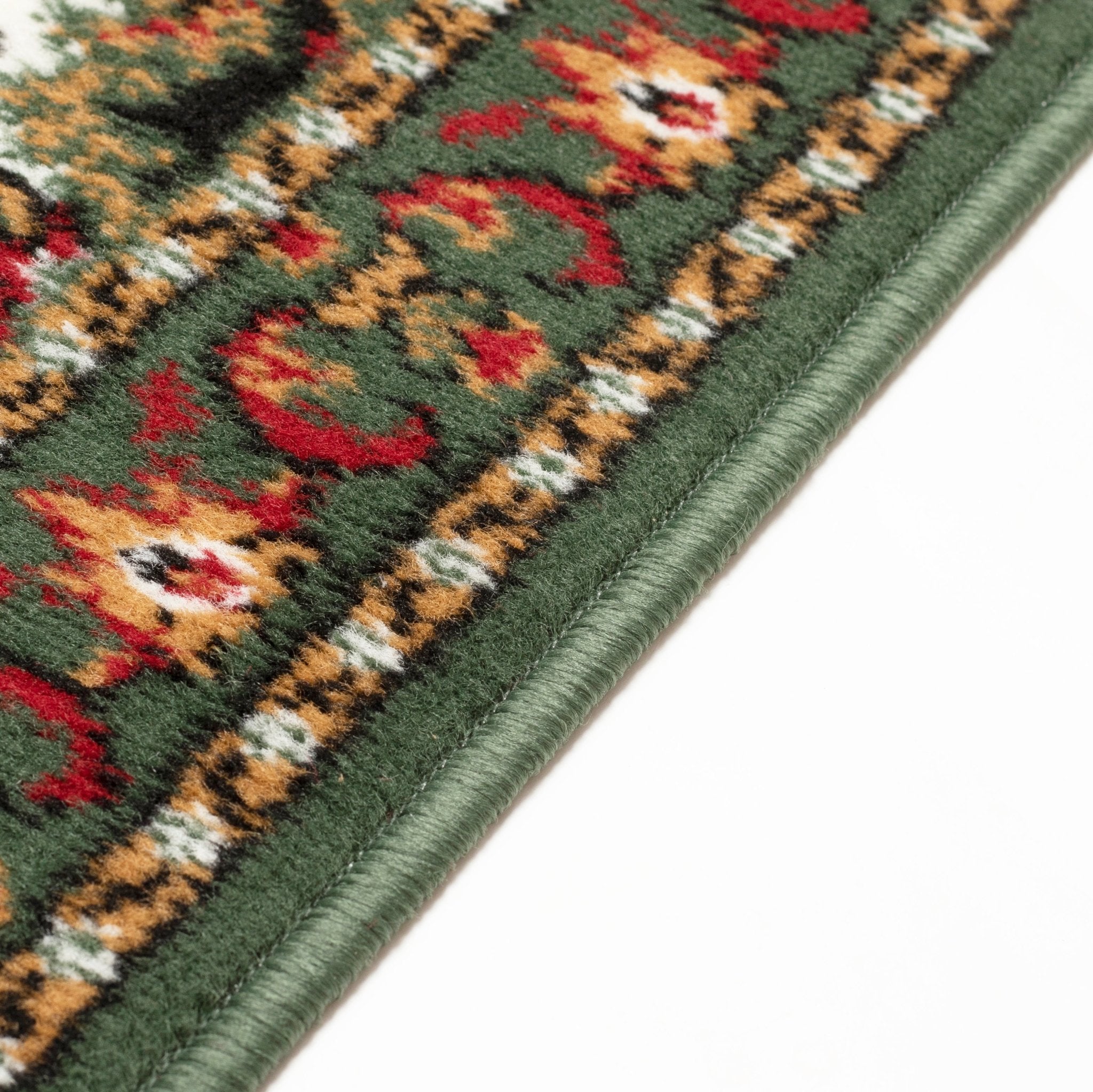 Stair Runner Hard Wearing Kitchen Mat - Texas Green Traditional Medallion Stair Runner Rug Masters