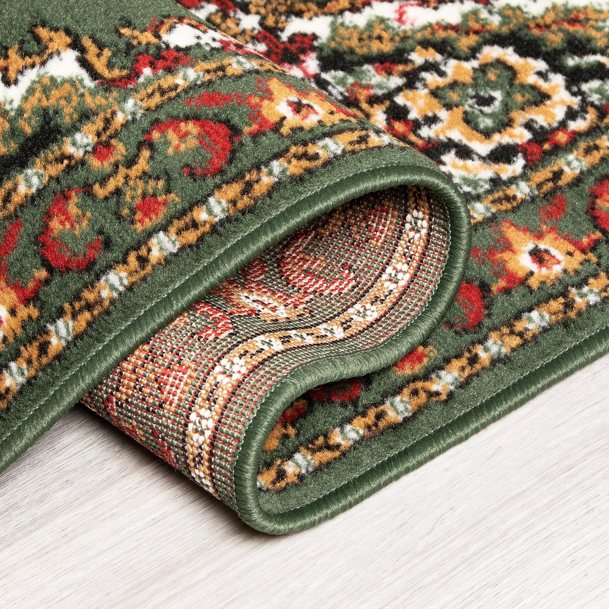 Stair Runner Hard Wearing Kitchen Mat - Texas Green Traditional Medallion Stair Runner Rug Masters