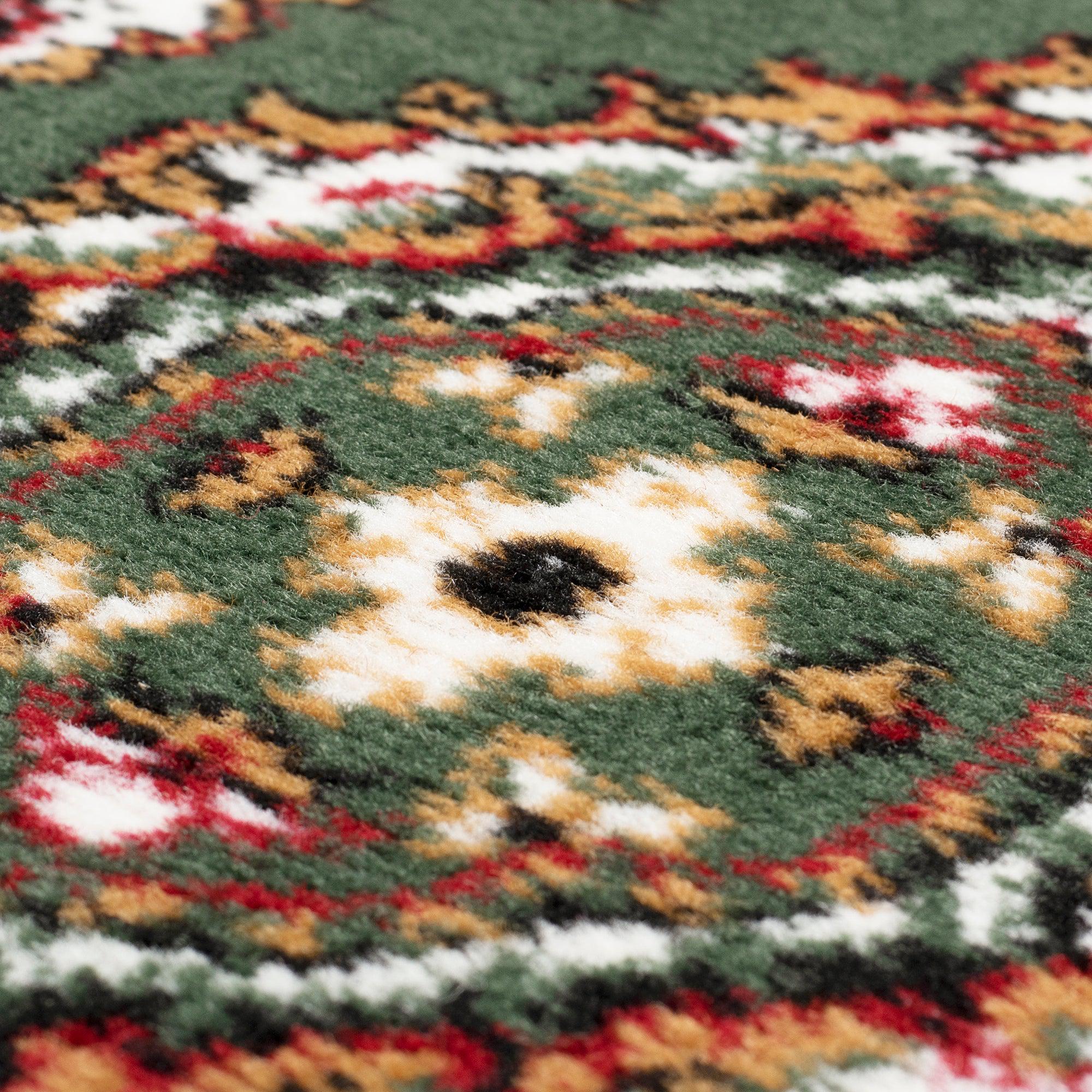 Stair Runner Hard Wearing Kitchen Mat - Texas Green Traditional Medallion Stair Runner Rug Masters