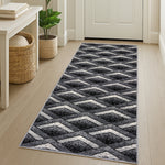 Stair Runner Hard Wearing Kitchen Mat - Texas Grey Chevron Stair Runner - Bargainia.com - 