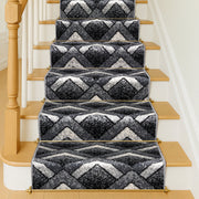 Stair Runner Hard Wearing Kitchen Mat - Texas Grey Chevron Stair Runner - Bargainia.com -  - RNR-TXS-3011-GB22-01FT-CST
