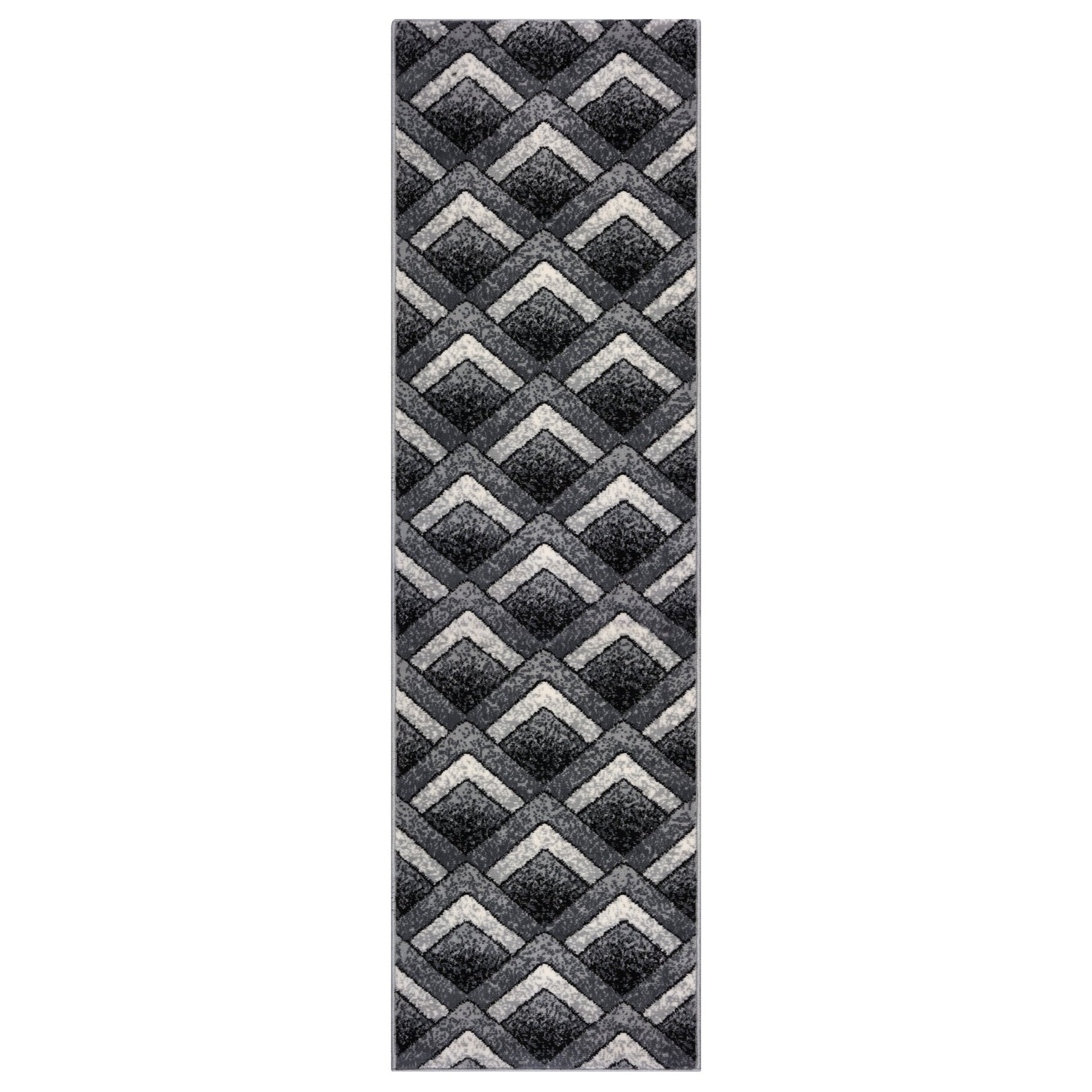 Stair Runner Hard Wearing Kitchen Mat - Texas Grey Chevron Stair Runner - Bargainia.com - 