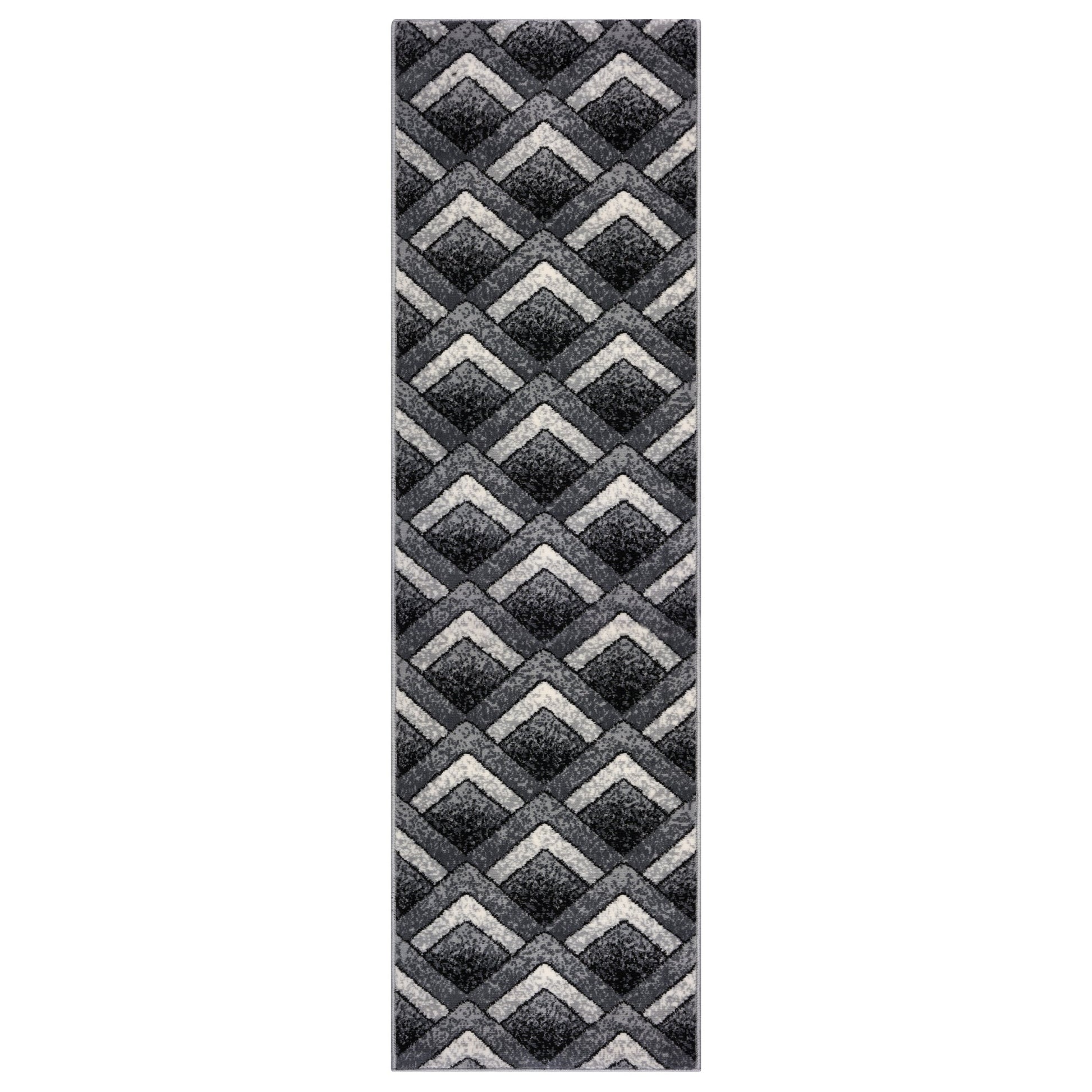 Stair Runner Hard Wearing Kitchen Mat - Texas Grey Chevron Stair Runner - Bargainia.com -  - RNR-TXS-3011-GB22-01FT-CST