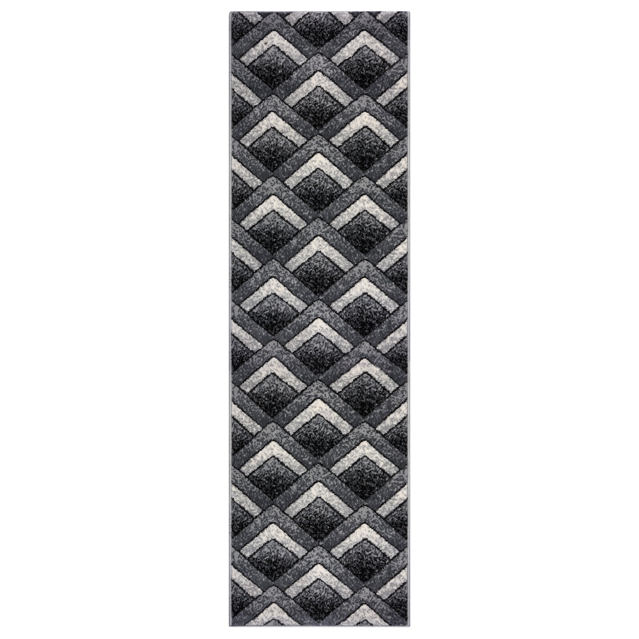 Stair Runner Hard Wearing Kitchen Mat - Texas Grey Chevron Stair Runner - Bargainia.com -  - RNR-TXS-3011-GB22-01FT-CST