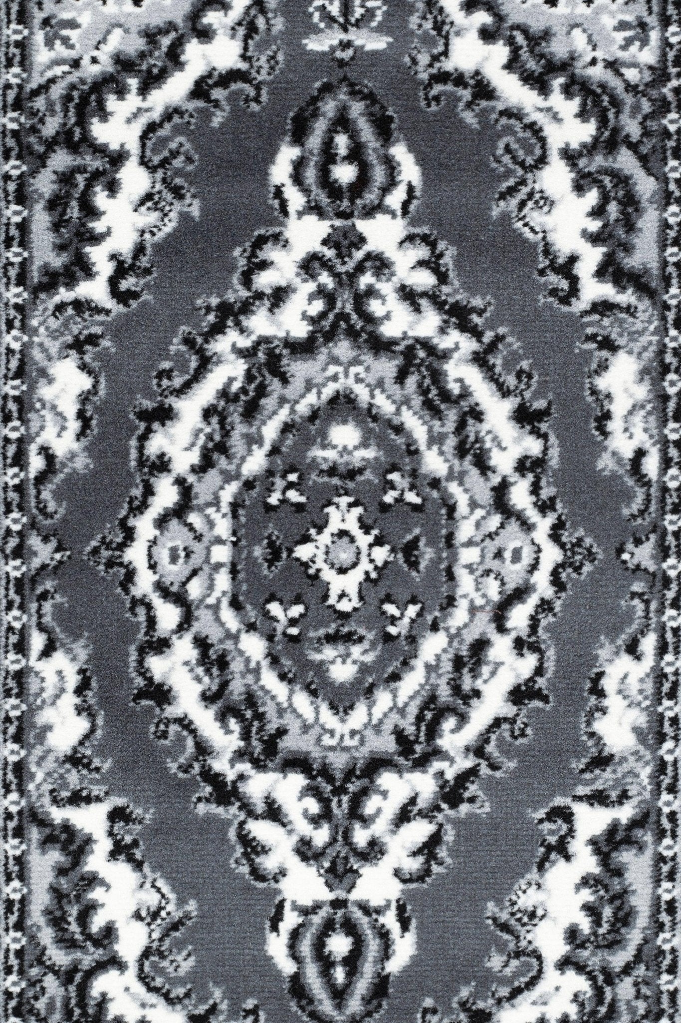 Stair Runner Hard Wearing Kitchen Mat - Texas Grey Traditional Medallion - Bargainia.com -  - RNR-TXS-1020-WS55-01FT-CST