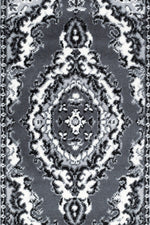 Stair Runner Hard Wearing Kitchen Mat - Texas Grey Traditional Medallion - Bargainia.com - 