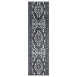 Stair Runner Hard Wearing Kitchen Mat - Texas Grey Traditional Medallion - Bargainia.com - 
