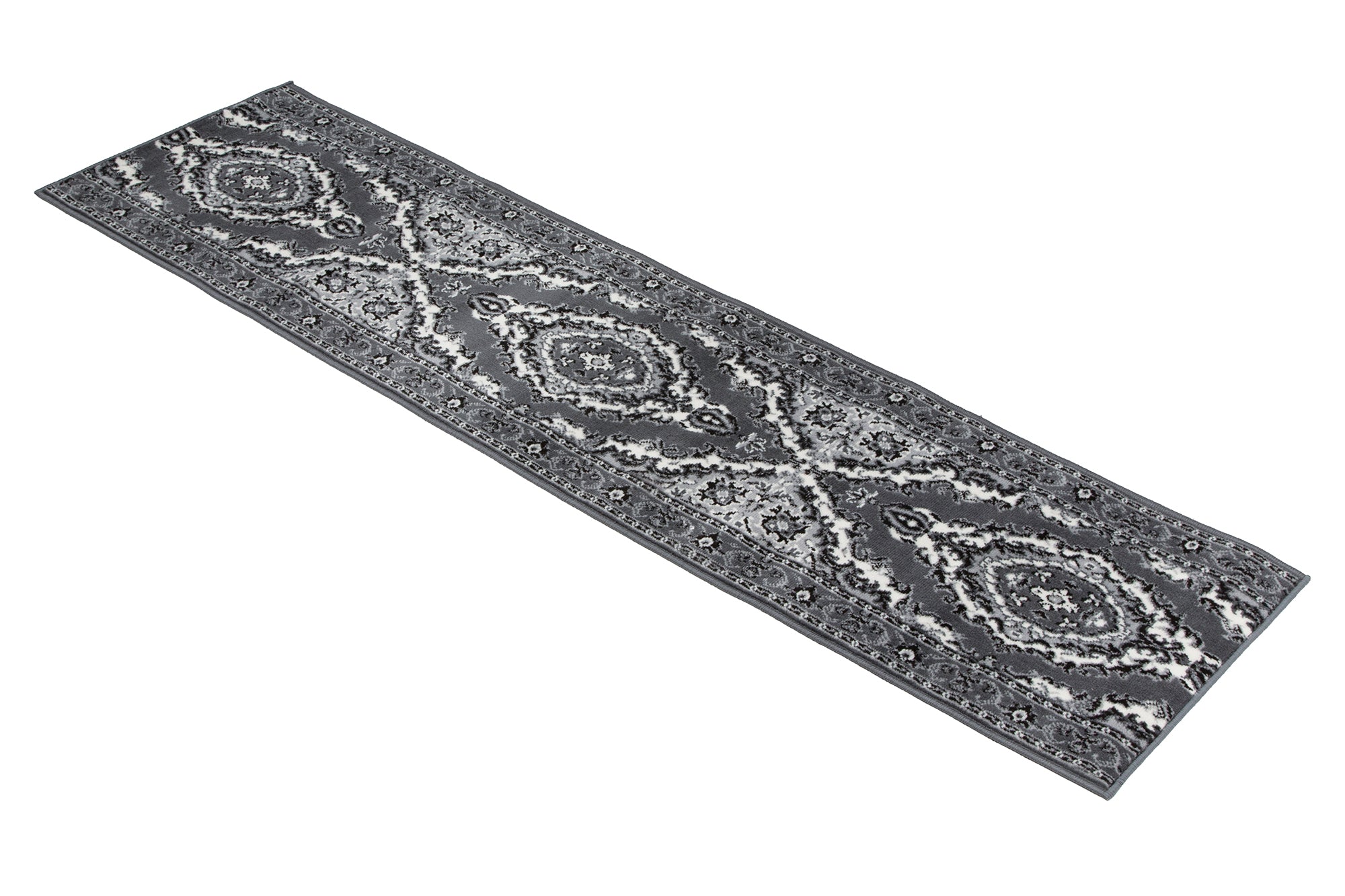 Stair Runner Hard Wearing Kitchen Mat - Texas Grey Traditional Medallion - Bargainia.com -  - RNR-TXS-1020-WS55-01FT-CST