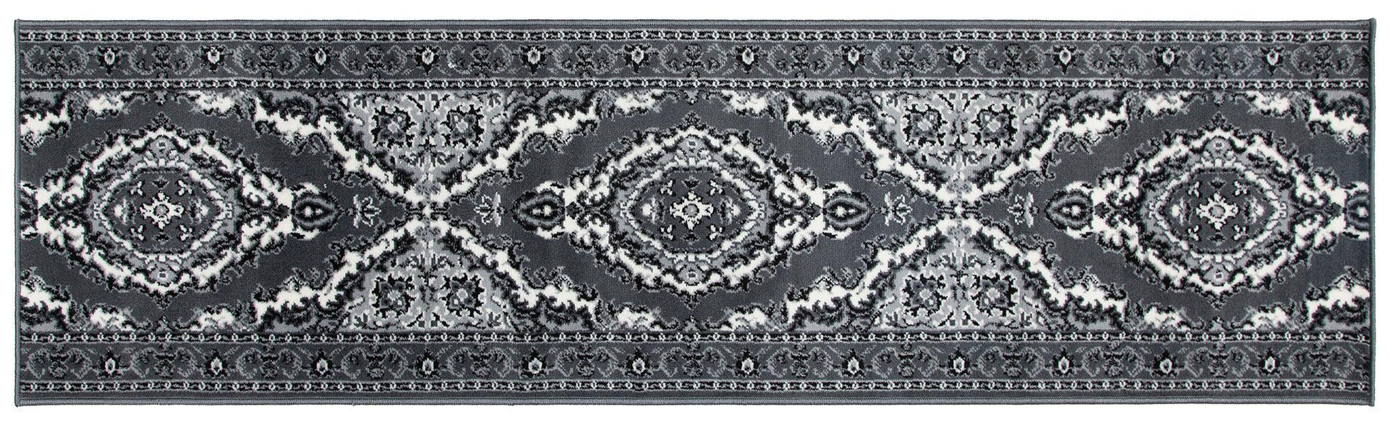 Stair Runner Hard Wearing Kitchen Mat - Texas Grey Traditional Medallion - Bargainia.com -  - RNR-TXS-1020-WS55-01FT-CST