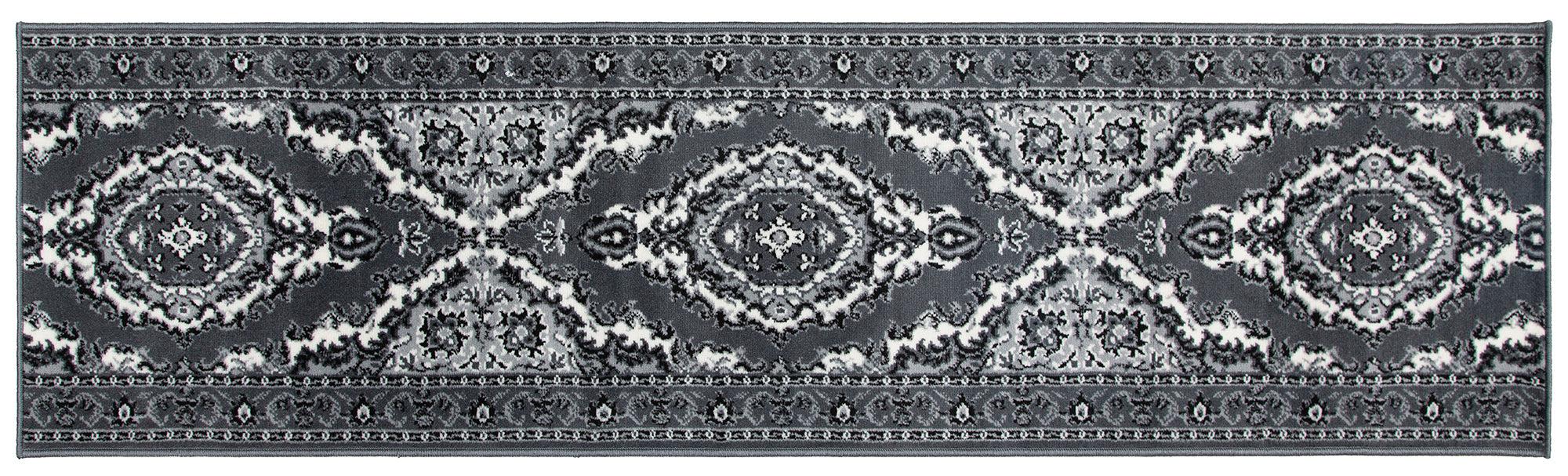 Stair Runner Hard Wearing Kitchen Mat - Texas Grey Traditional Medallion - Bargainia.com -  - RNR-TXS-1020-WS55-01FT-CST