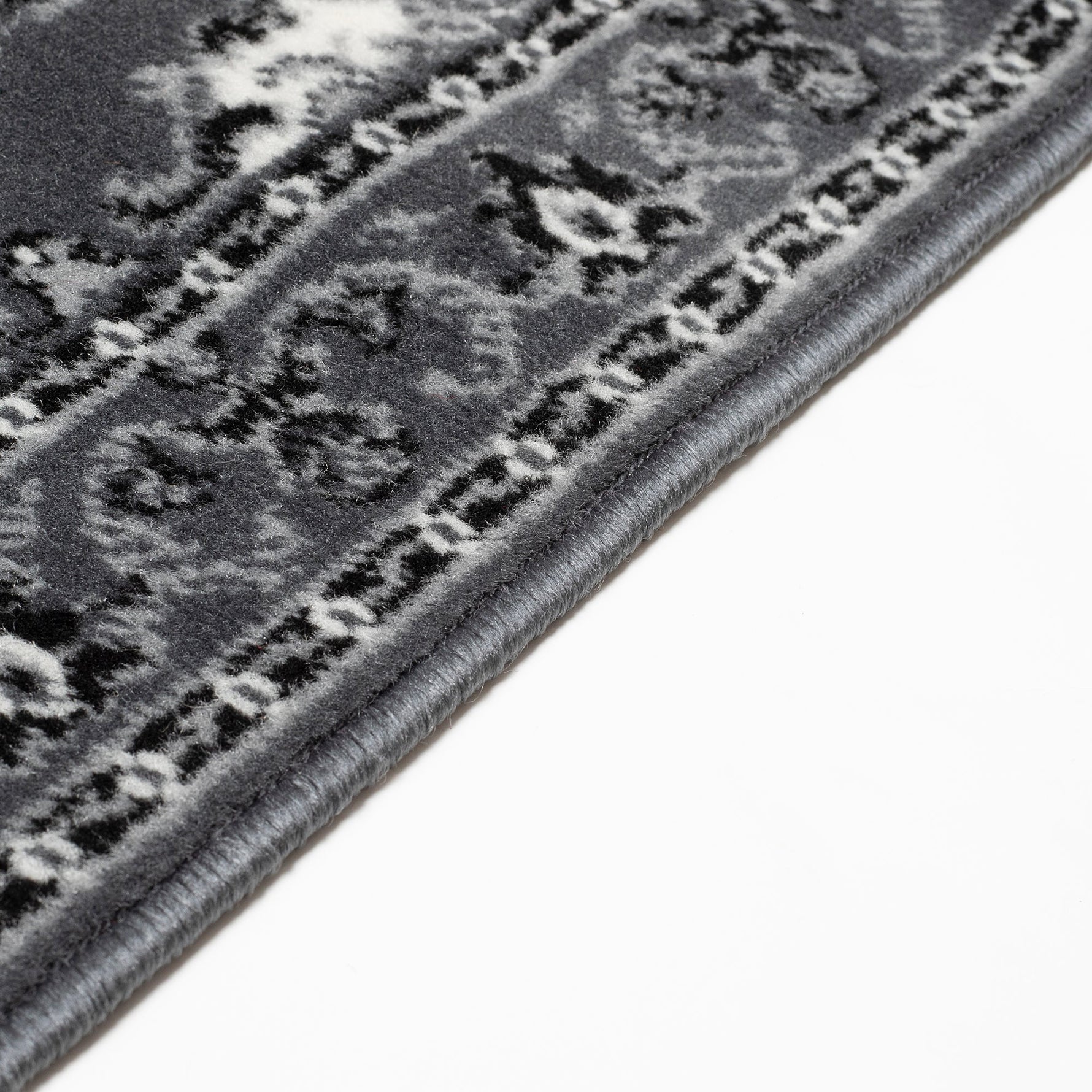 Stair Runner Hard Wearing Kitchen Mat - Texas Grey Traditional Medallion - Bargainia.com - 