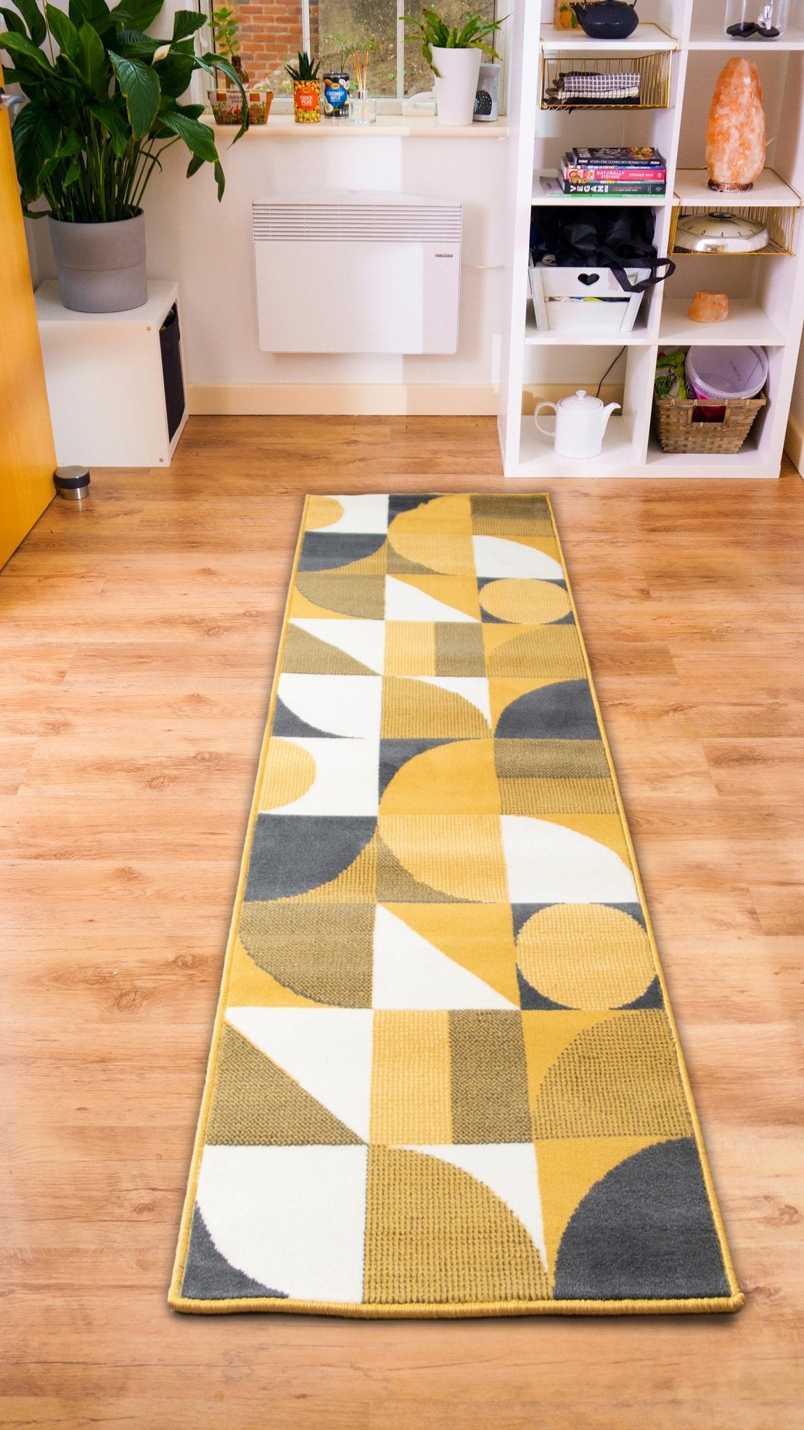 Stair Runner Hard Wearing Kitchen Mat - Texas Mustard & Navy Art Deco Stair Runner Rug Masters