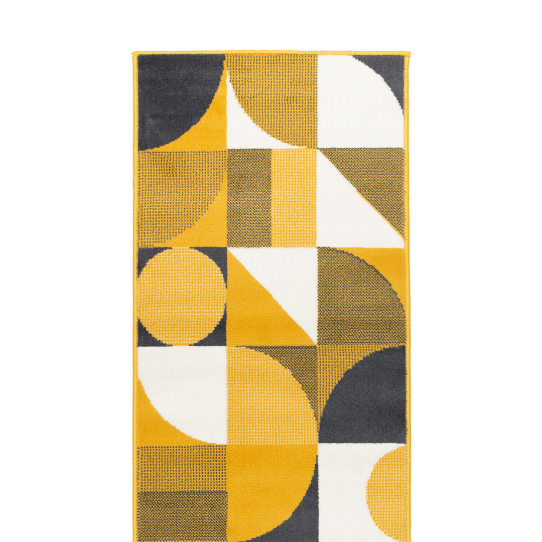 Stair Runner Hard Wearing Kitchen Mat - Texas Mustard & Navy Art Deco Stair Runner Rug Masters