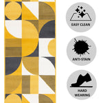 Stair Runner Hard Wearing Kitchen Mat - Texas Mustard & Navy Art Deco - Bargainia.com - 