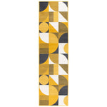 Stair Runner Hard Wearing Kitchen Mat - Texas Mustard & Navy Art Deco - Bargainia.com - 