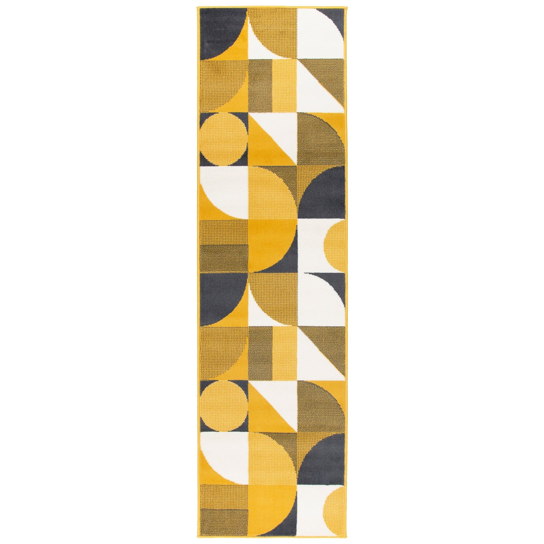 Stair Runner Hard Wearing Kitchen Mat - Texas Mustard & Navy Art Deco - Bargainia.com - 