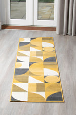Stair Runner Hard Wearing Kitchen Mat - Texas Mustard & Navy Art Deco - Bargainia.com - 