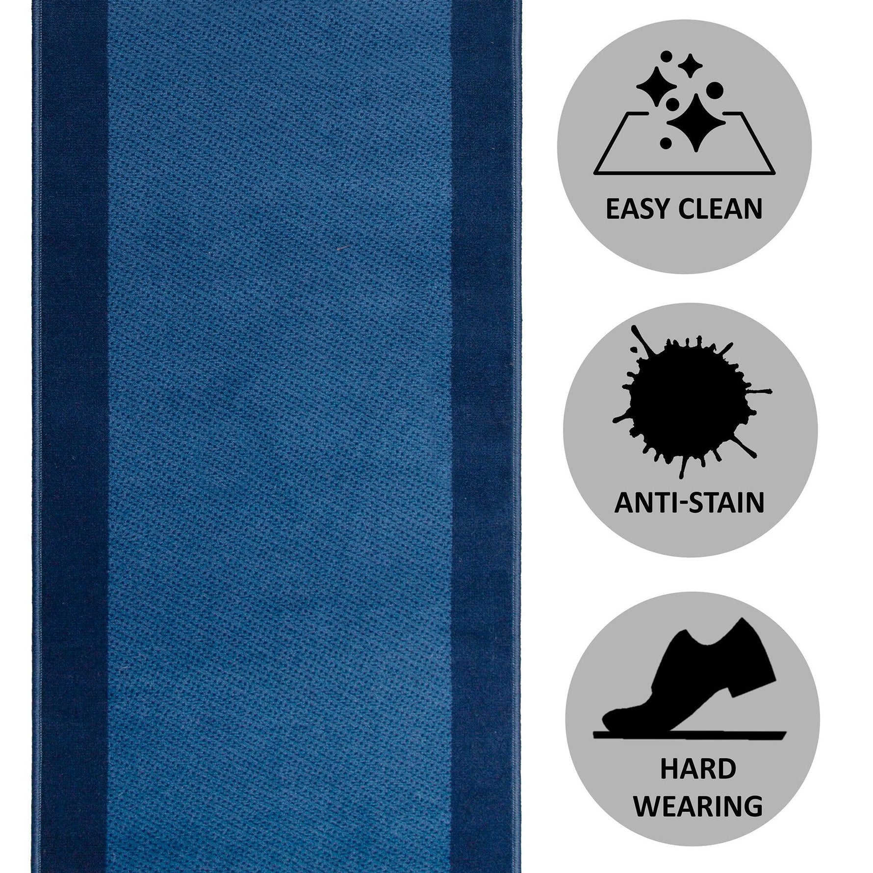 Stair Runner Hard Wearing Kitchen Mat - Texas Navy Border - Bargainia.com - 