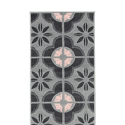 Stair Runner Hard Wearing Kitchen Mat - Texas Pink & Grey Floral Tiles Stair Runner Rug Masters