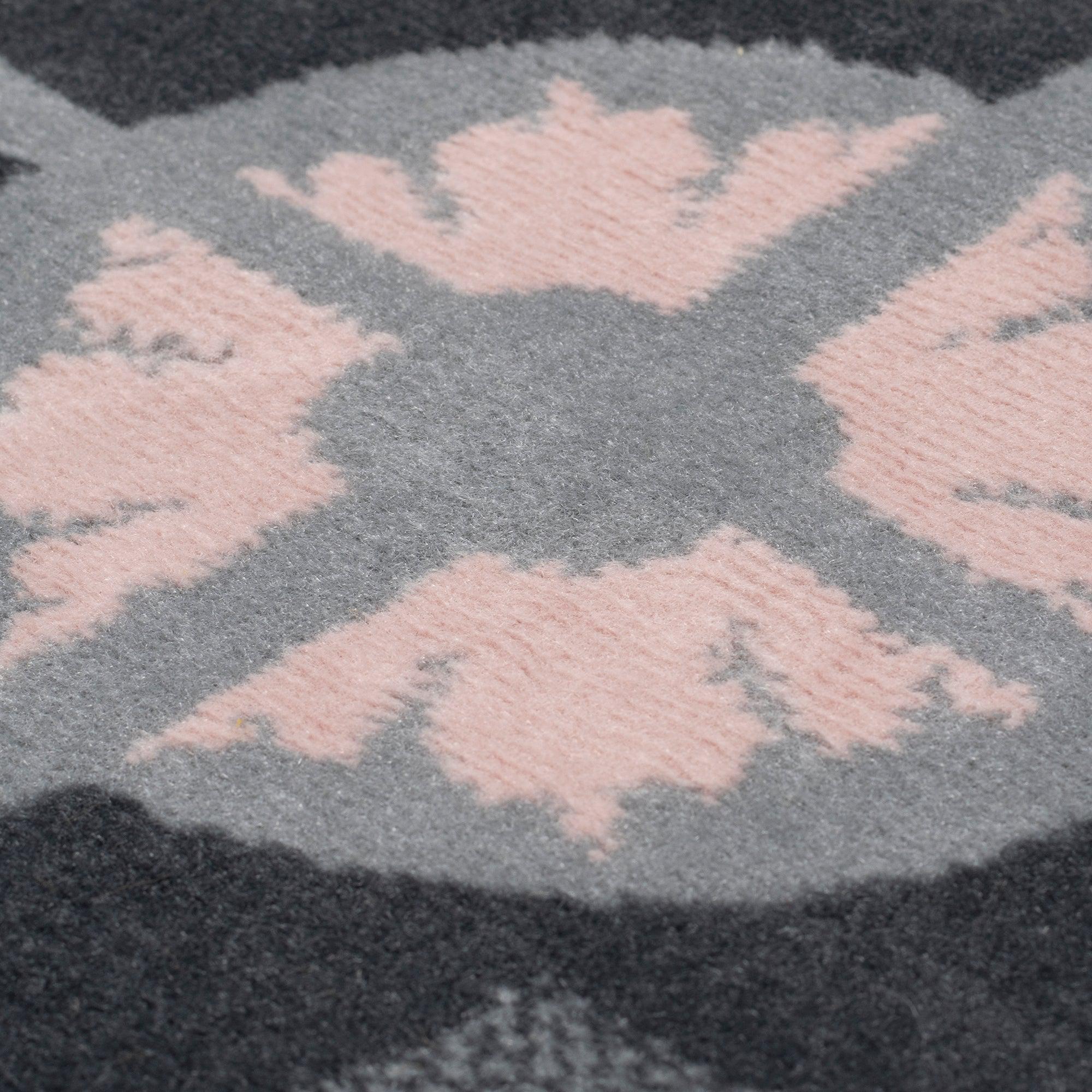 Stair Runner Hard Wearing Kitchen Mat - Texas Pink & Grey Floral Tiles Stair Runner Rug Masters