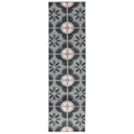 Stair Runner Hard Wearing Kitchen Mat - Texas Pink & Grey Floral Tiles - Bargainia.com - 