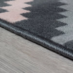 Stair Runner Hard Wearing Kitchen Mat - Texas Pink & Grey Geometric Tiles - Bargainia.com - 