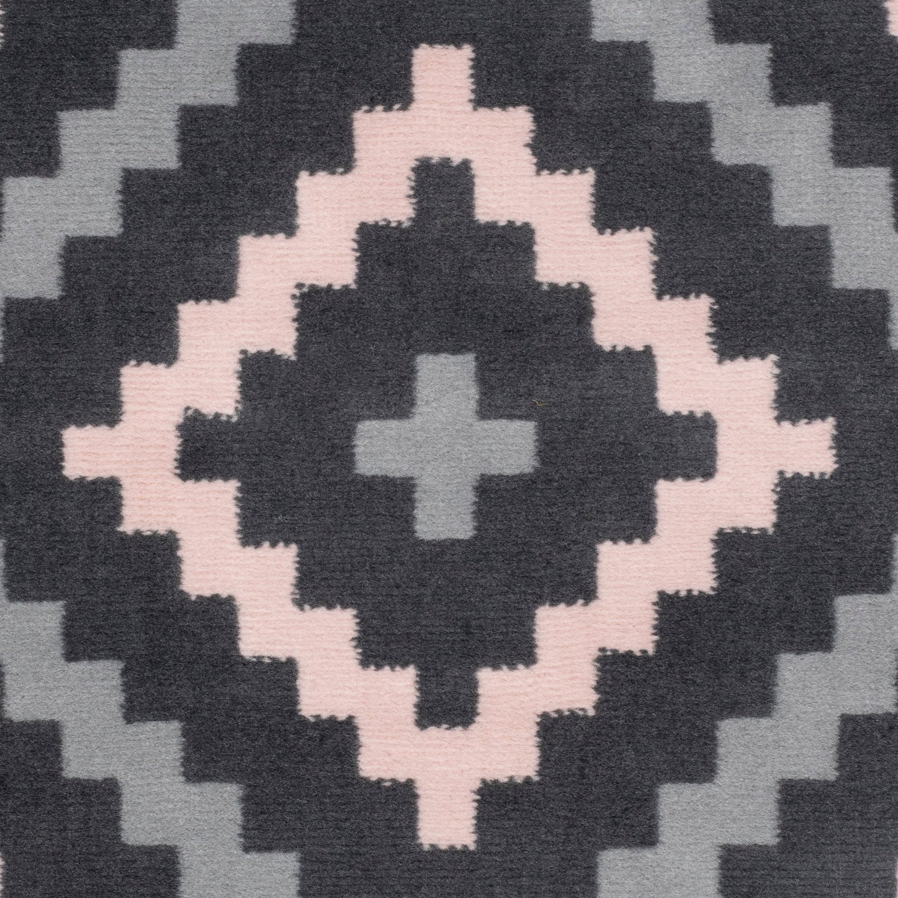 Stair Runner Hard Wearing Kitchen Mat - Texas Pink & Grey Geometric Tiles - Bargainia.com - 