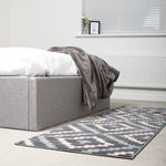 Stair Runner Hard Wearing Kitchen Mat - Texas Pink & Grey Geometric Tiles - Bargainia.com - 