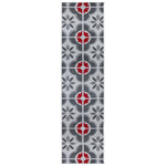 Stair Runner Hard Wearing Kitchen Mat - Texas Red & Grey Floral - Bargainia.com - 