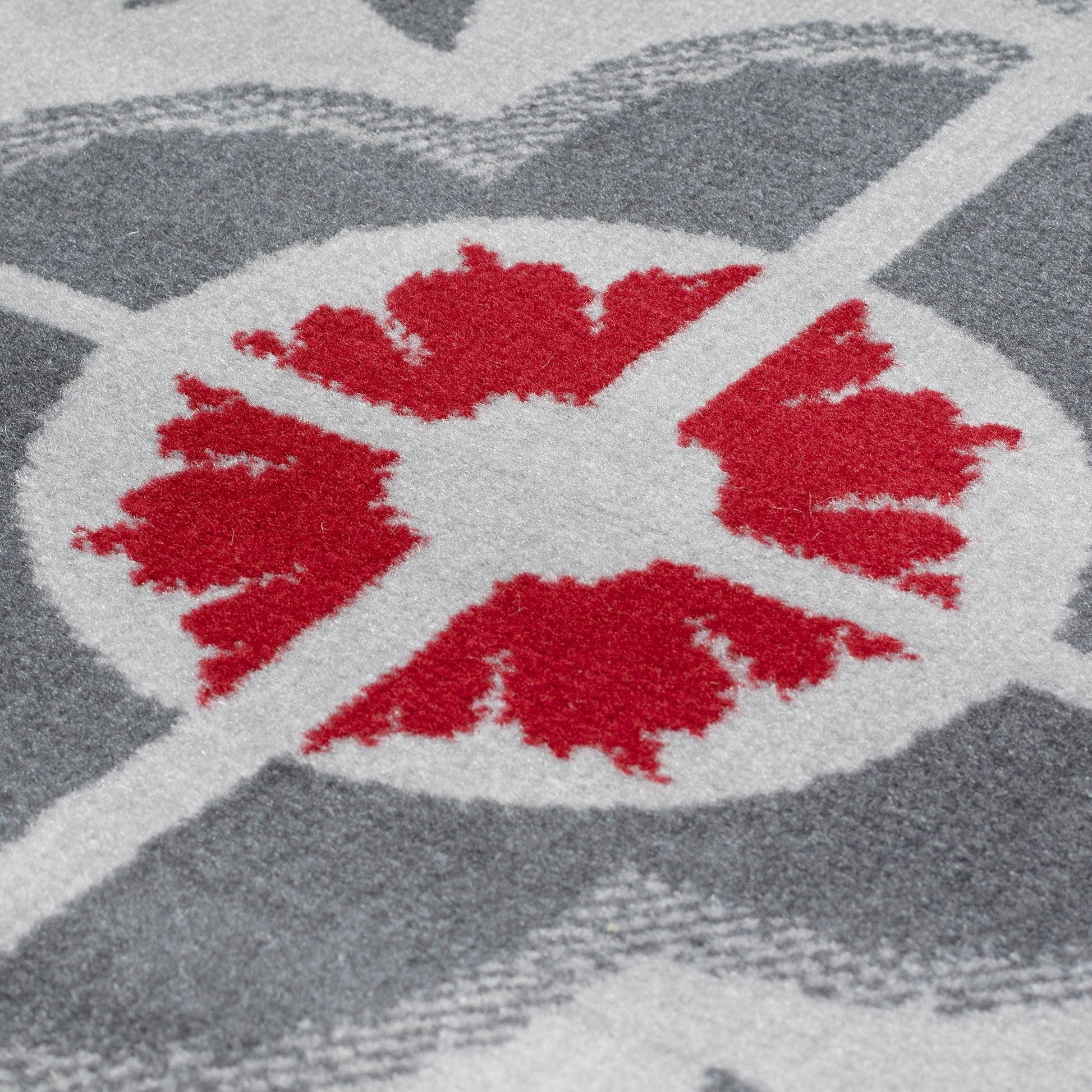 Stair Runner Hard Wearing Kitchen Mat - Texas Red & Grey Floral Stair Runner Rug Masters