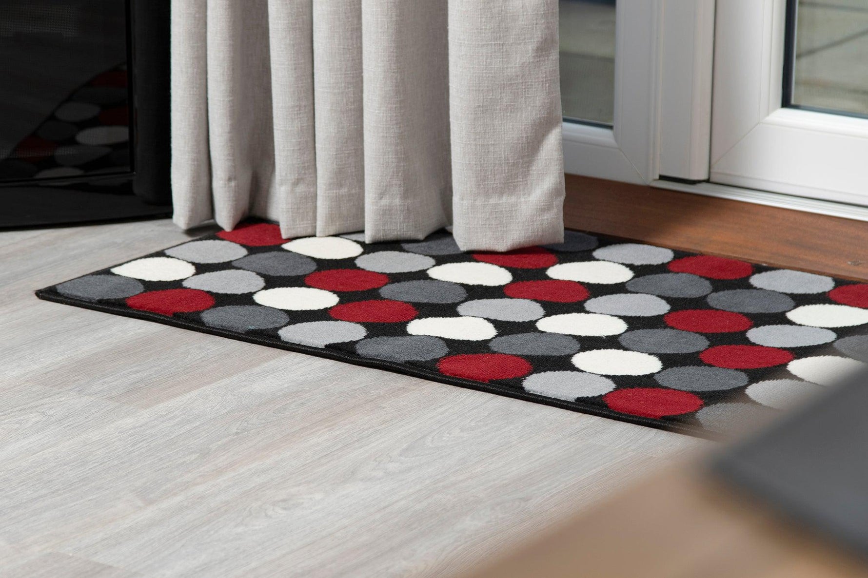 Stair Runner Hard Wearing Kitchen Mat - Texas Red & Grey Spots - Bargainia.com - 