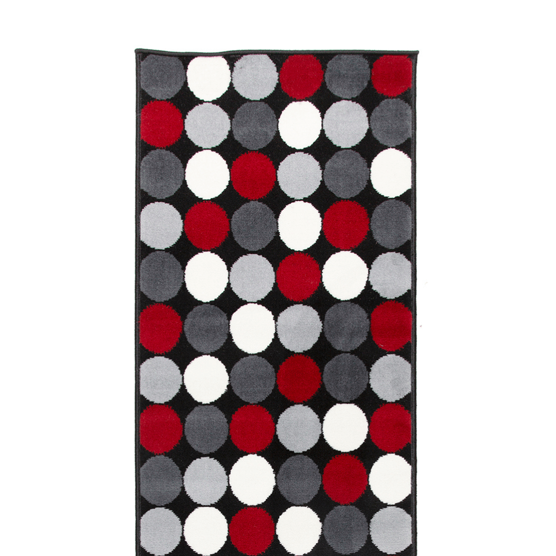 Stair Runner Hard Wearing Kitchen Mat - Texas Red & Grey Spots Stair Runner Rug Masters