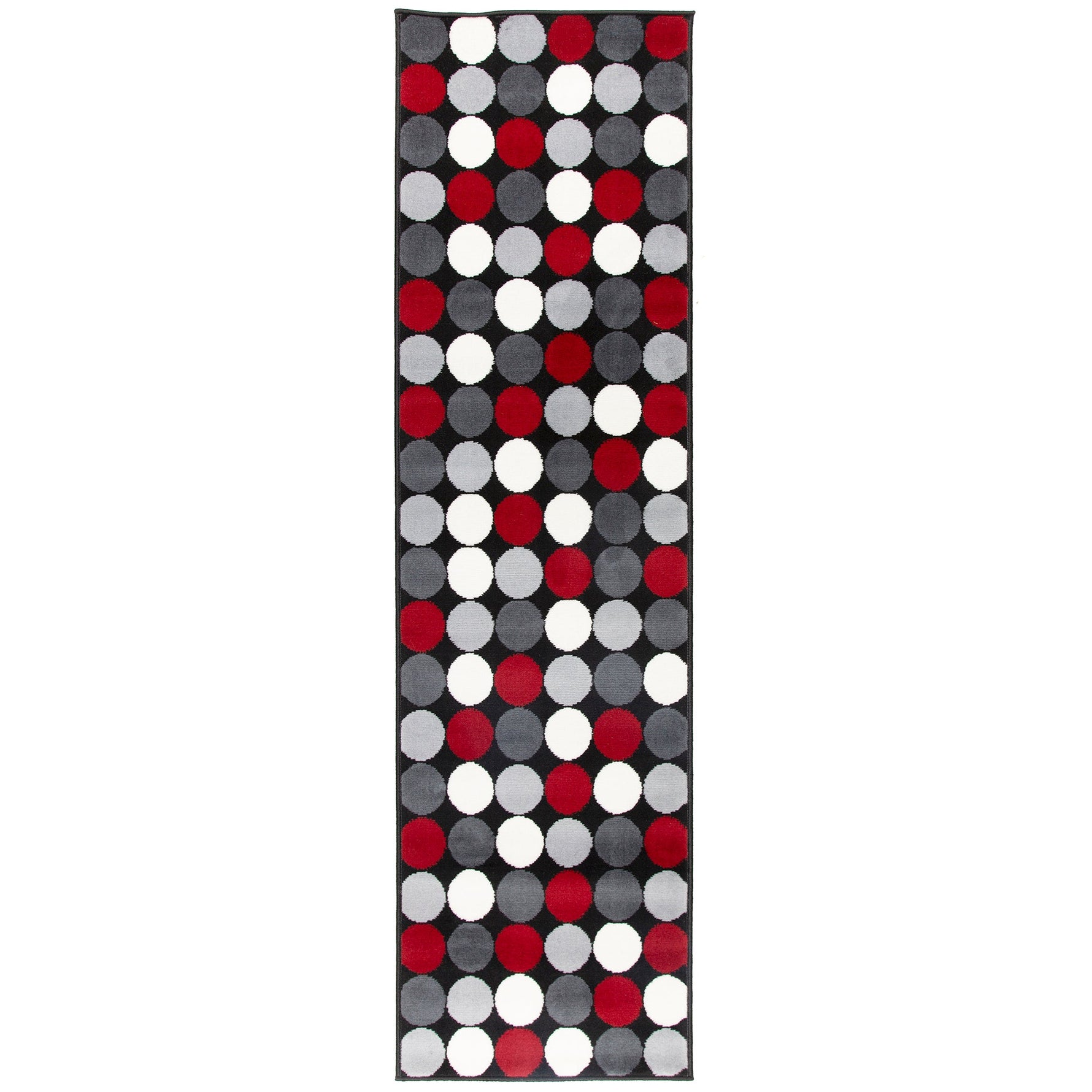 Stair Runner Hard Wearing Kitchen Mat - Texas Red & Grey Spots - Bargainia.com - 