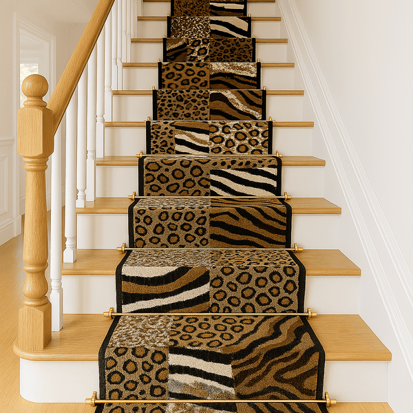 Stair Runner Hard Wearing Kitchen Mat - Texas Safari Print Stair Runner Rug Masters