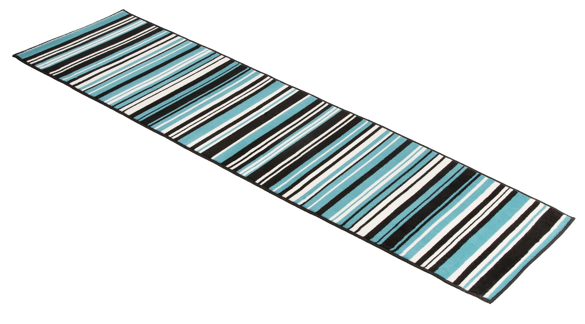 Stair Runner Hard Wearing Kitchen Mat - Texas Teal Lines Stair Runner Rug Masters