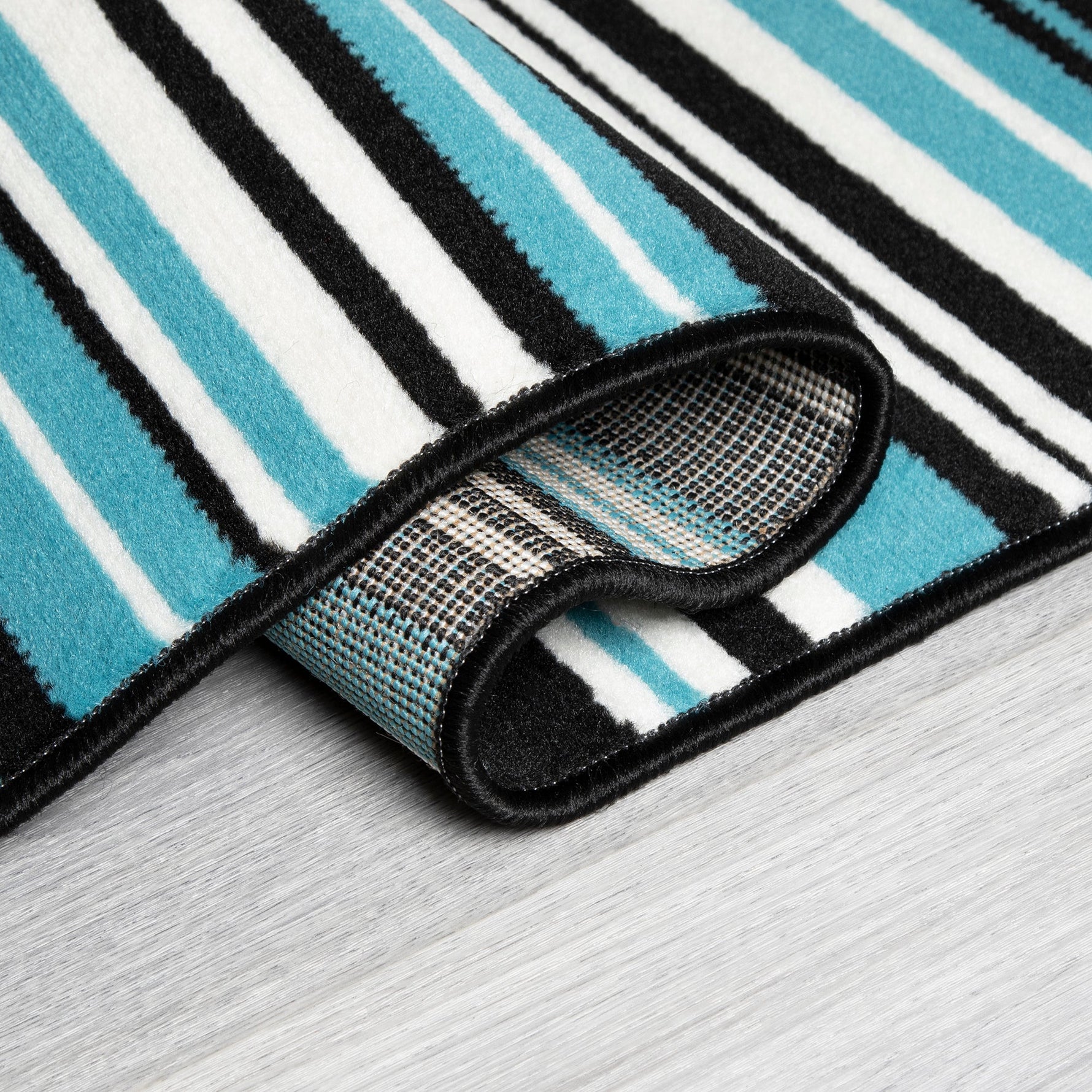 Stair Runner Hard Wearing Kitchen Mat - Texas Teal Lines - Bargainia.com - 