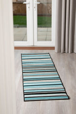 Stair Runner Hard Wearing Kitchen Mat - Texas Teal Lines - Bargainia.com - 