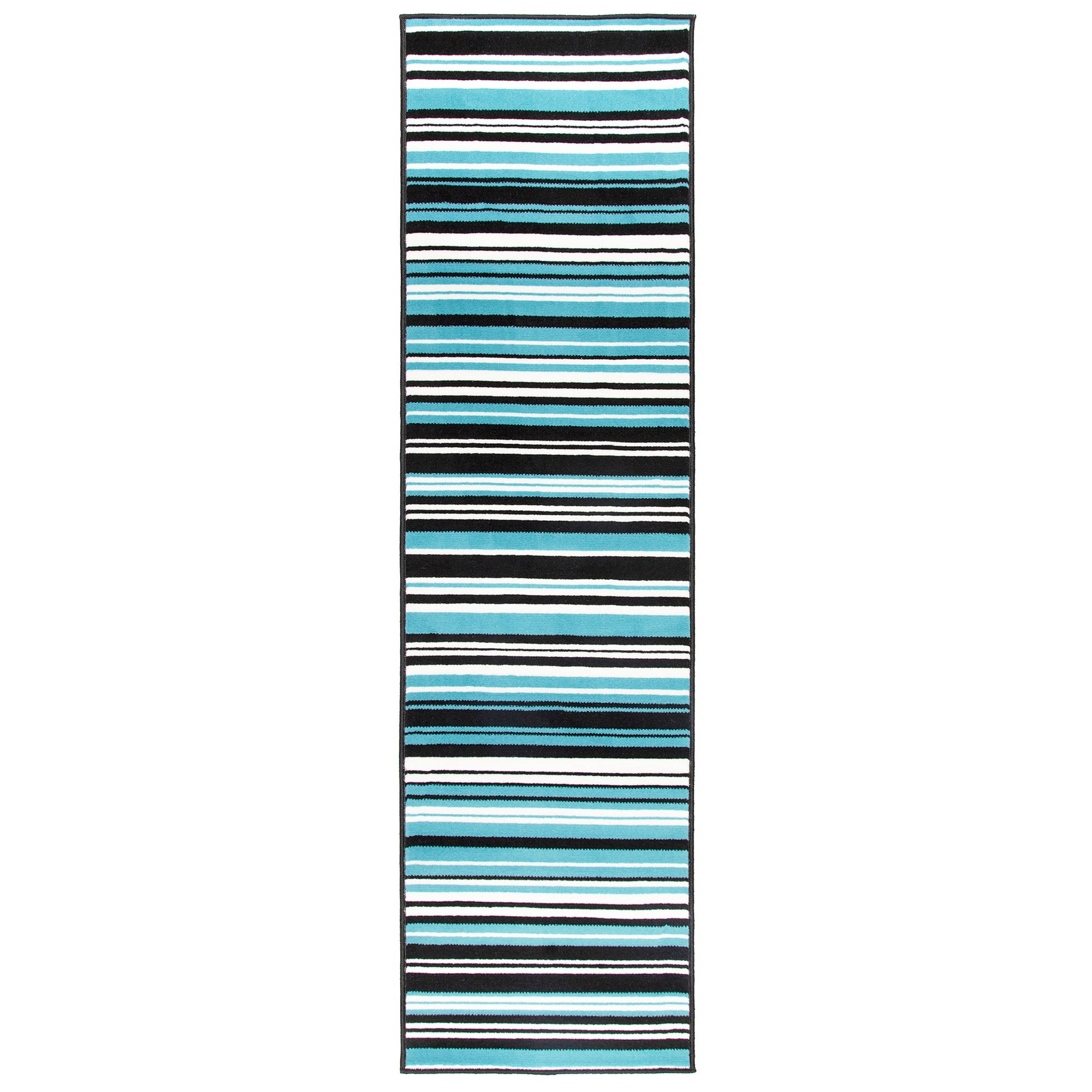 Stair Runner Hard Wearing Kitchen Mat - Texas Teal Lines Stair Runner Rug Masters