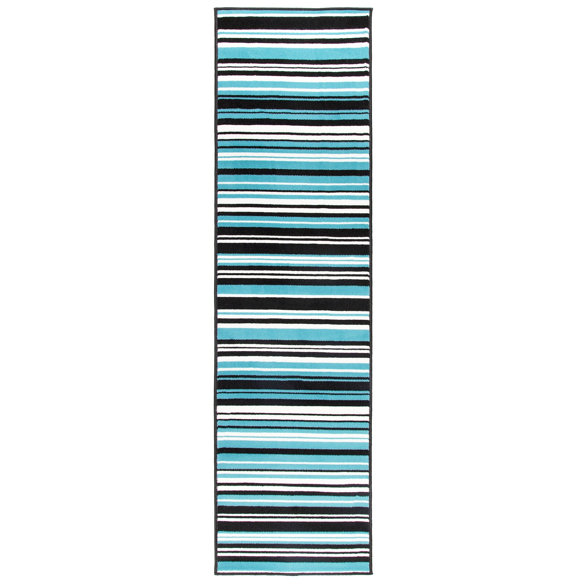 Stair Runner Hard Wearing Kitchen Mat - Texas Teal Lines Stair Runner Rug Masters