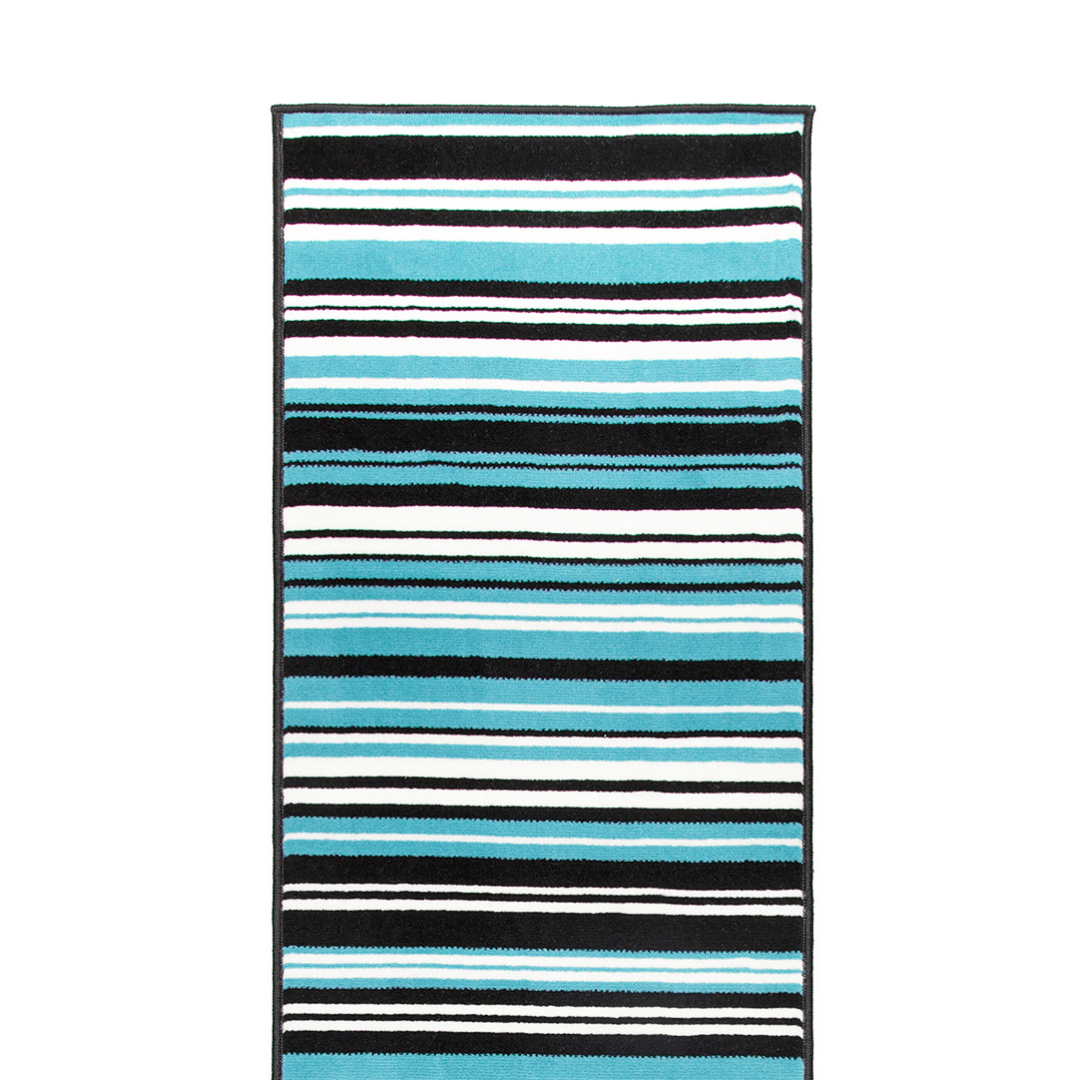 Stair Runner Hard Wearing Kitchen Mat - Texas Teal Lines Stair Runner Rug Masters