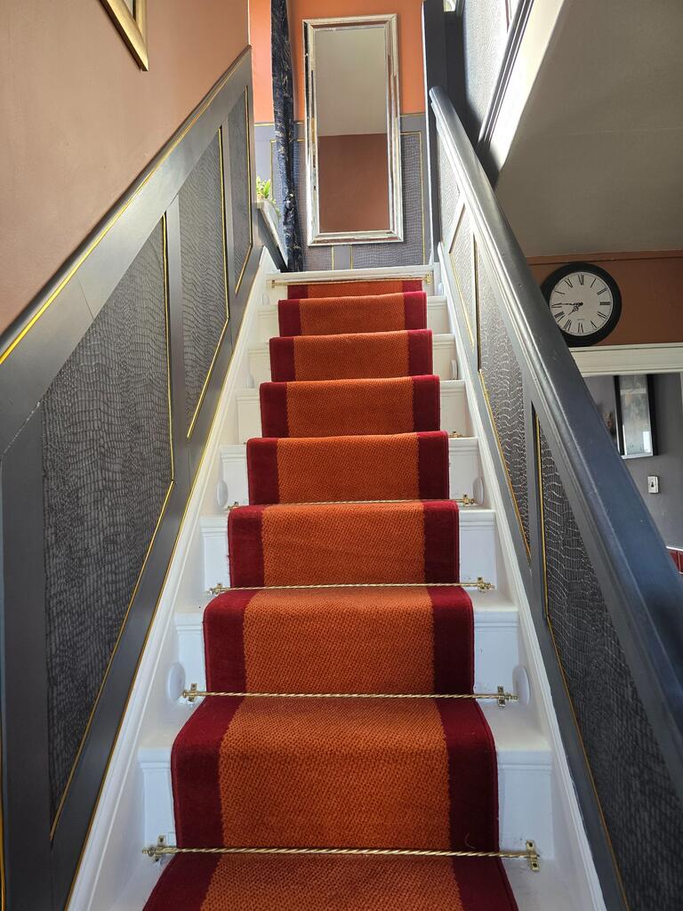 Stair Runner Hard Wearing Kitchen Mat - Texas Terracotta Border Stair Runner Rug Masters