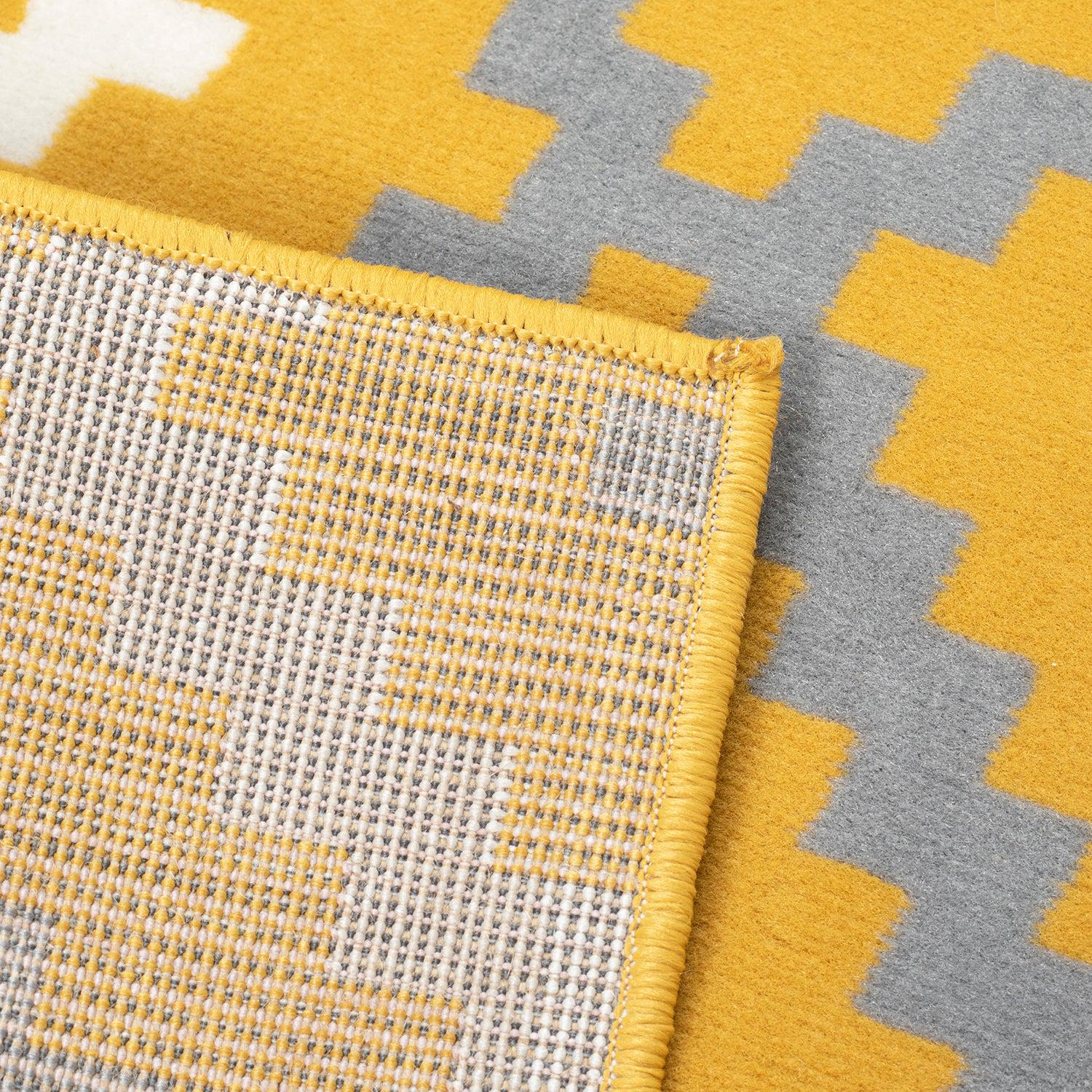Stair Runner Hard Wearing Kitchen Mat - Texas Yellow & Grey Geometric Tiles - Bargainia.com -  - RNR-TXS-2751-GB11-01FT-CST