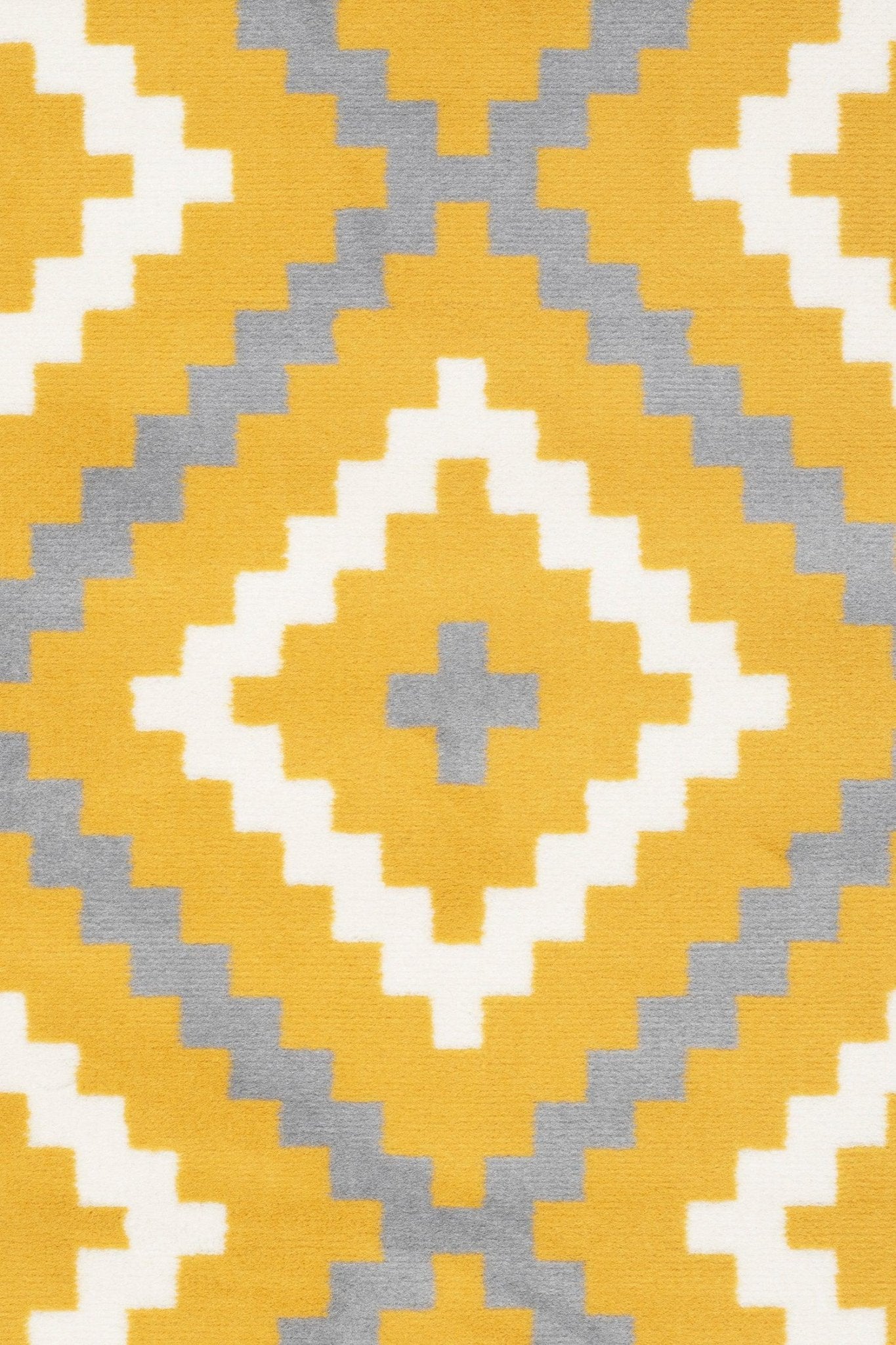 Stair Runner Hard Wearing Kitchen Mat - Texas Yellow & Grey Geometric Tiles - Bargainia.com -  - RNR-TXS-2751-GB11-01FT-CST